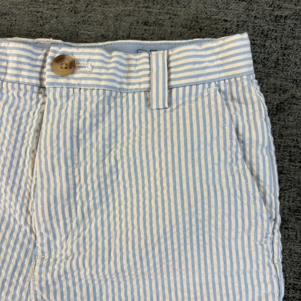 Vineyard Vines Seersucker Shorts Boys 14 Blue White Striped Cotton Blend Stretch